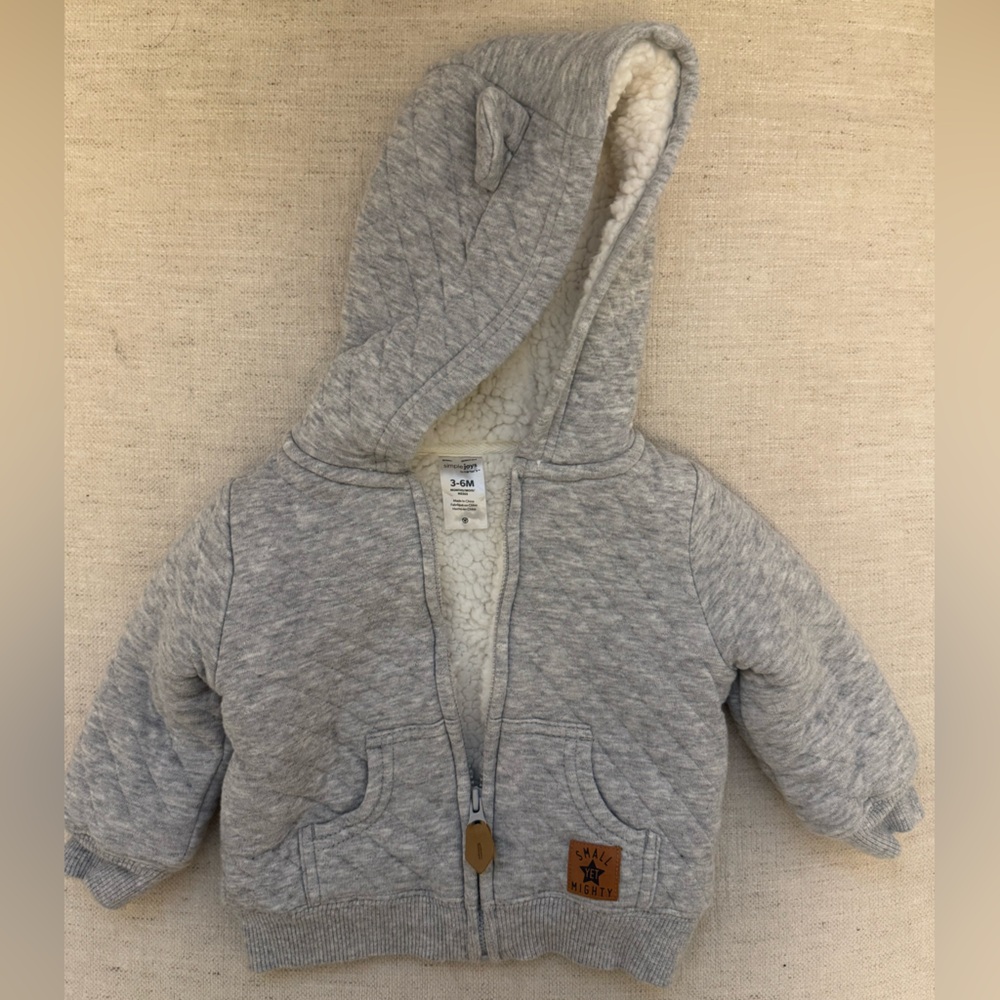 3-6 month Carters Grey Sherpa Lined Quilted Jacket